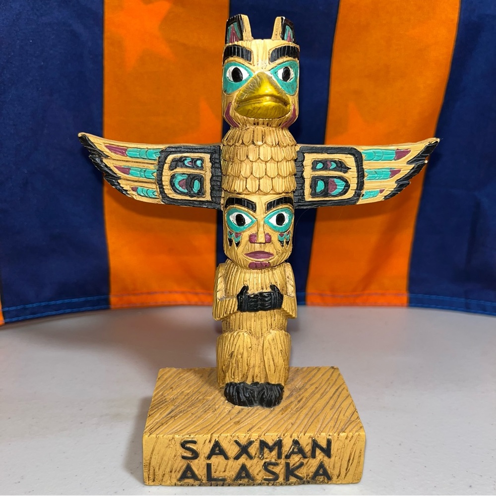 Saxman Alaska Style Totem Pole Vintage Style Made Hand Painted Alaskan Native